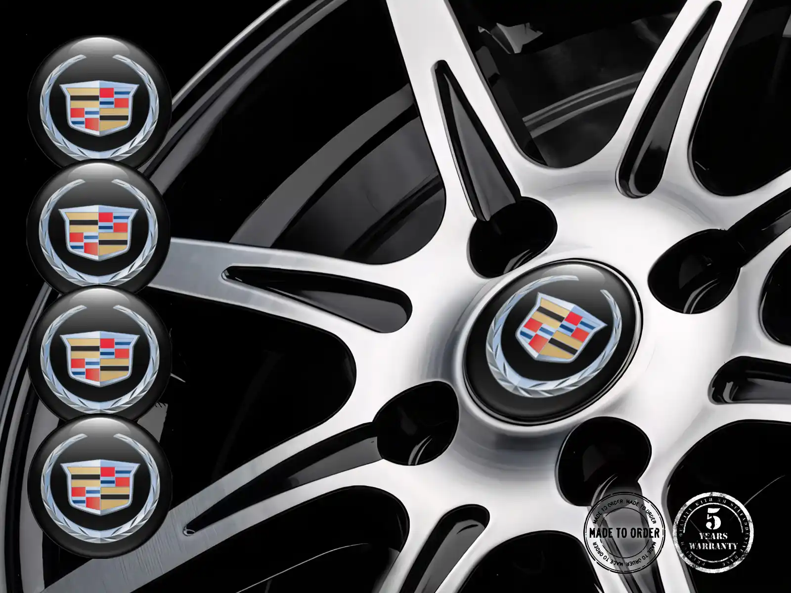 Cadillac Édition Autocollants Cache-Moyeu Style Bombé